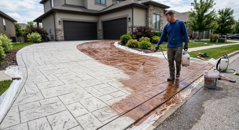 Stamped Concrete Staining in Dallas, TX